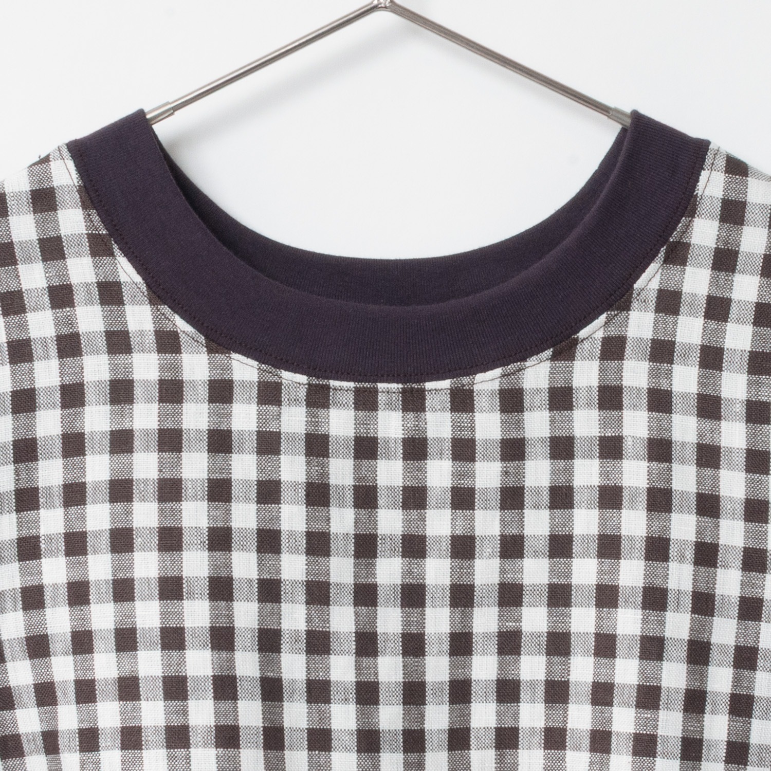 [RaPPELER] Gingham Check Switched Blouse_Brown(71)