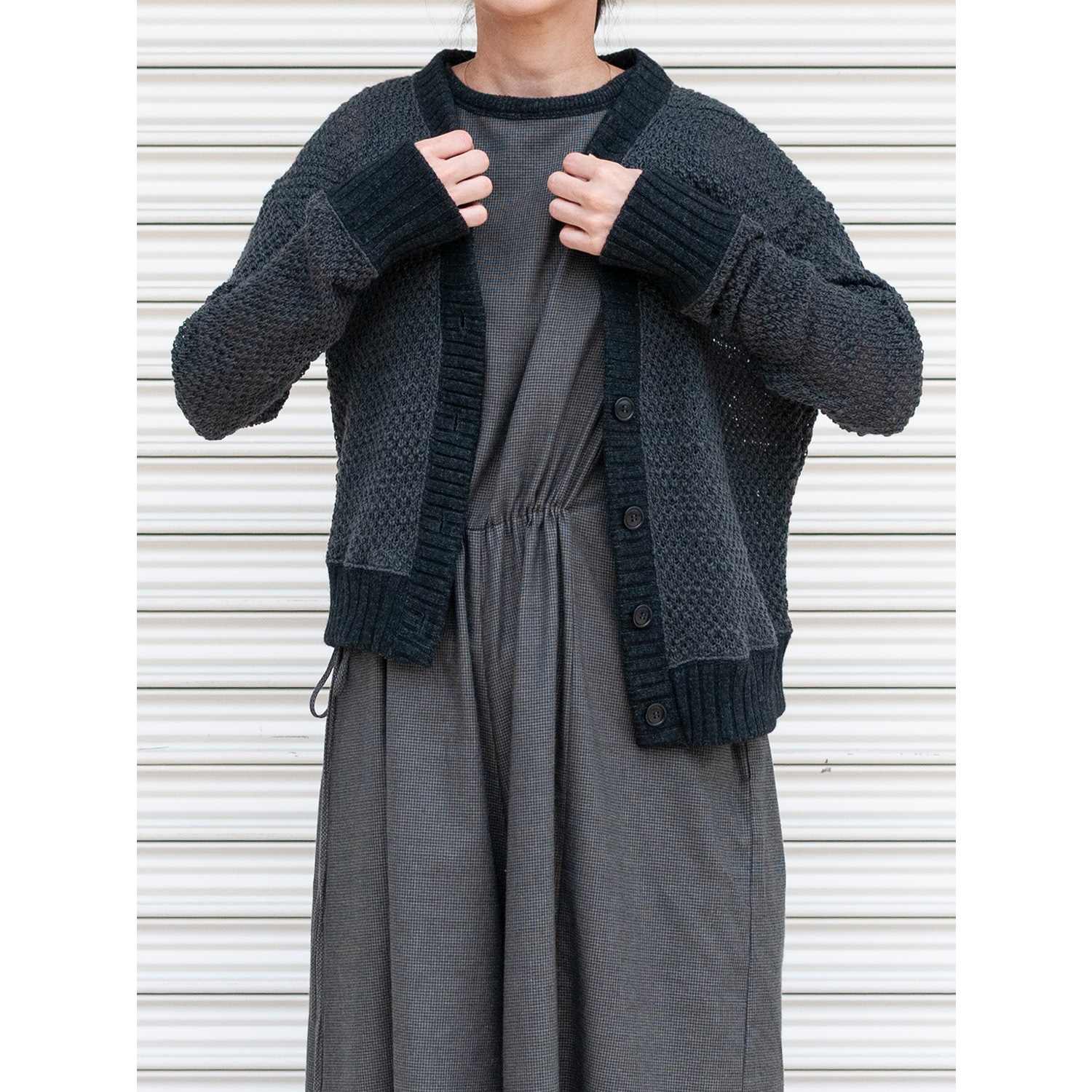 [RaPPELER] Deer slub knit cardigan_Charcoal gray(81)