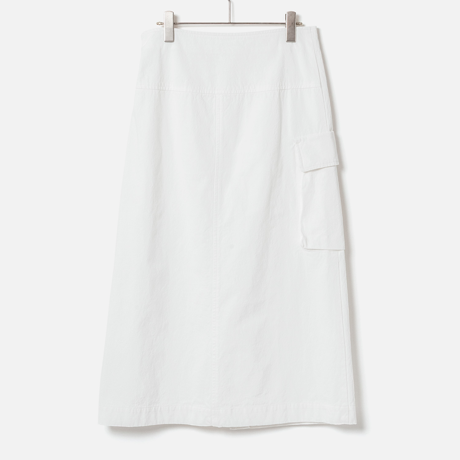 [RaPPELER] Sulfurized Damaged Washed Skirt_White(01)