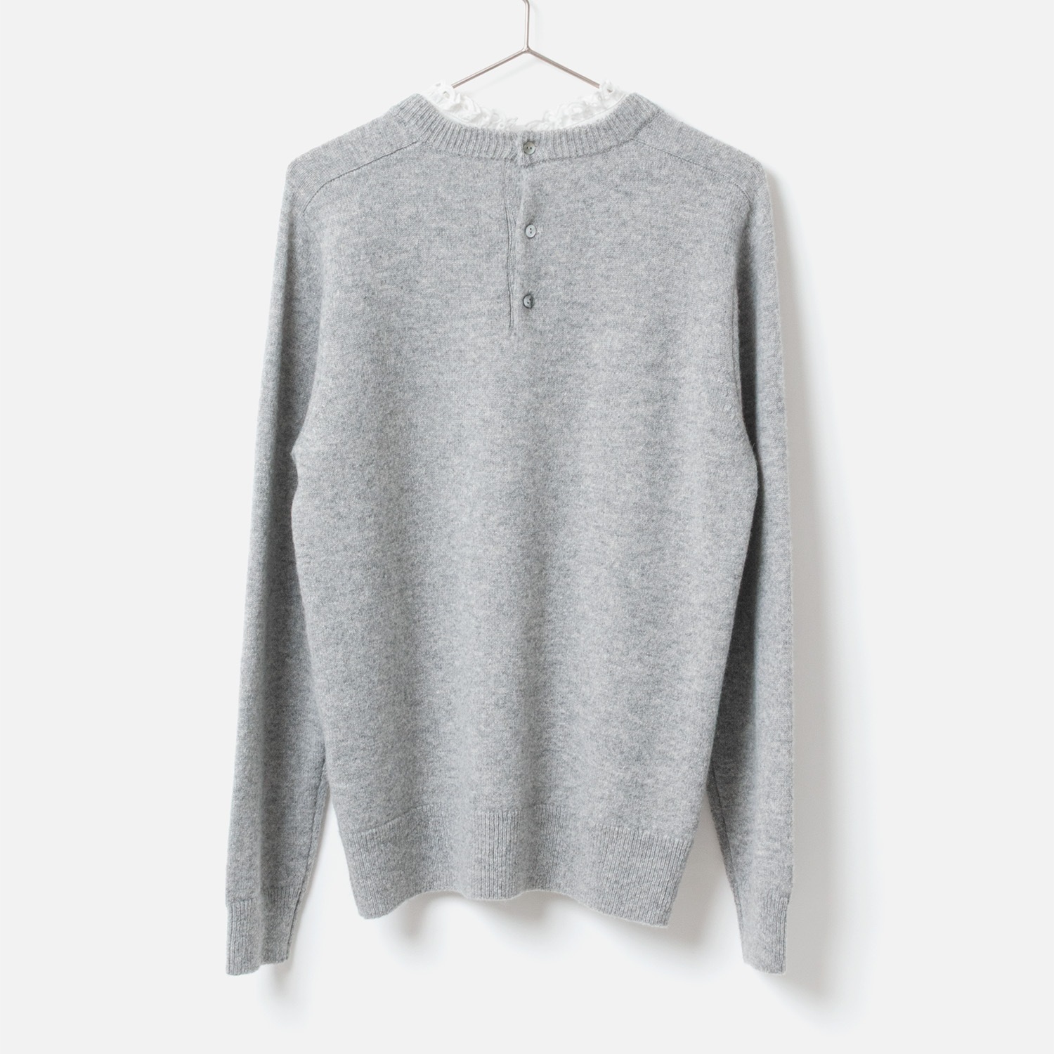 [Harriss] Cotton Ruffle Collared Crew Sweater