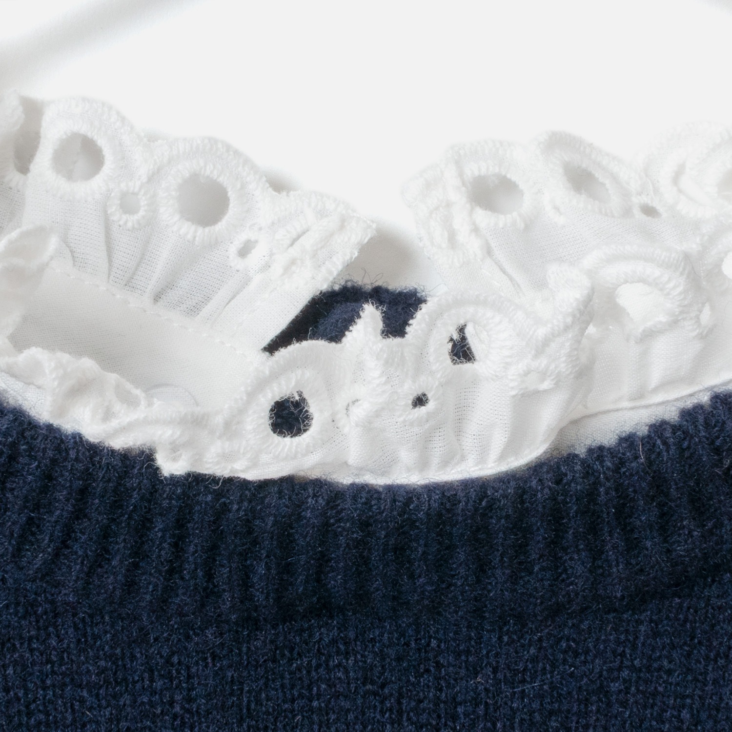[Harriss] Cotton Ruffle Collared Crew Sweater