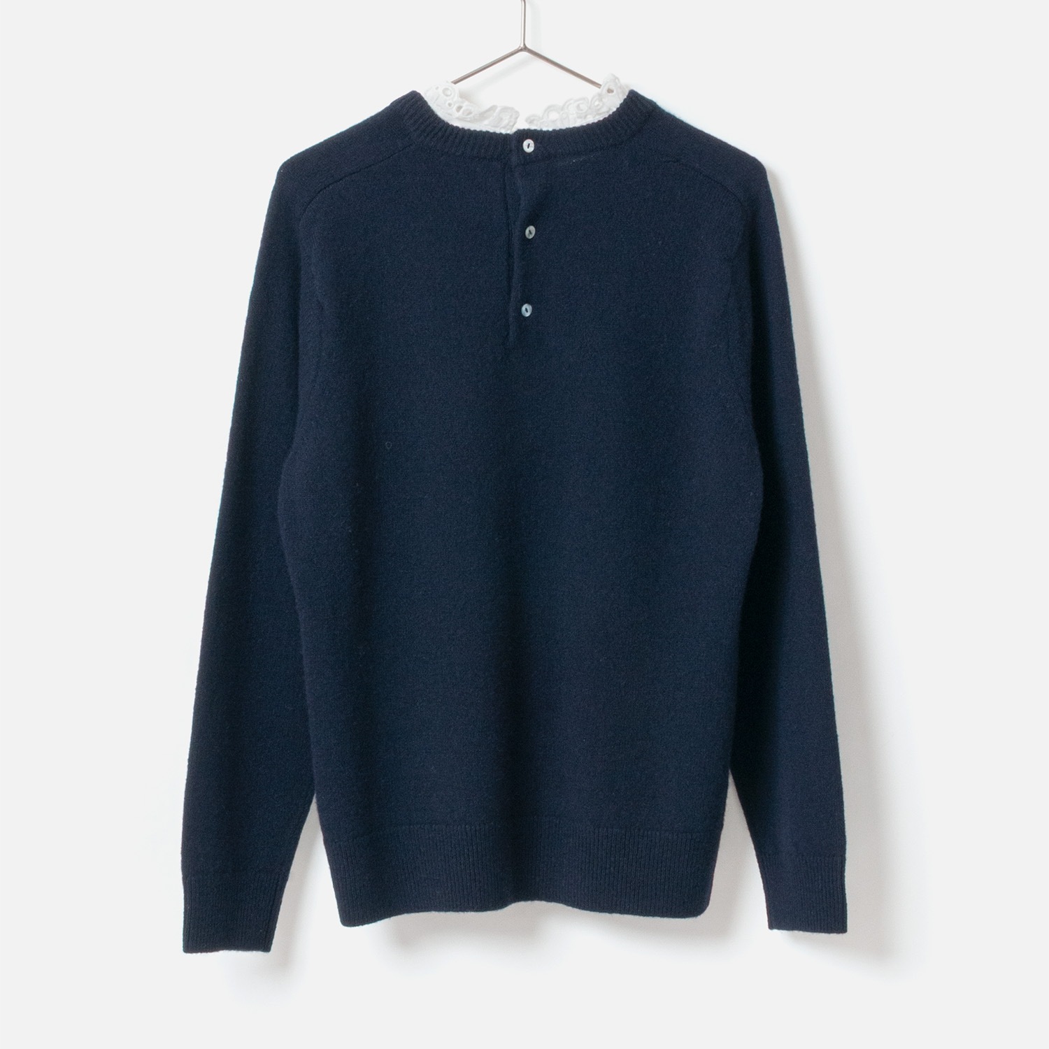 [Harriss] Cotton Ruffle Collared Crew Sweater