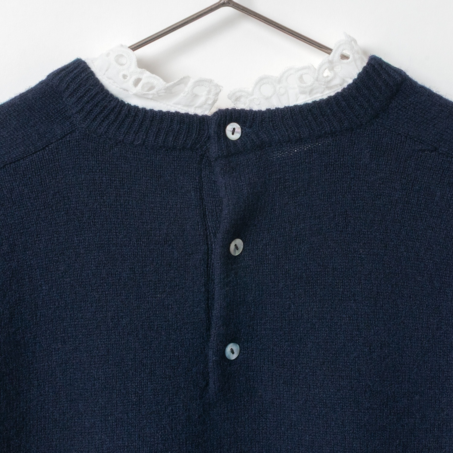 [Harriss] Cotton Ruffle Collared Crew Sweater
