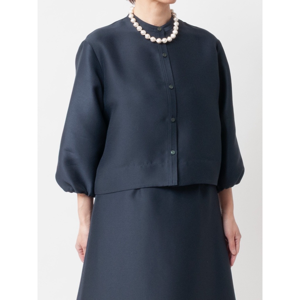 [Harriss] puff-sleeved blouse_Navy blue(50)