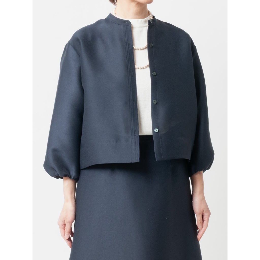 [Harriss] puff-sleeved blouse_Navy blue(50)