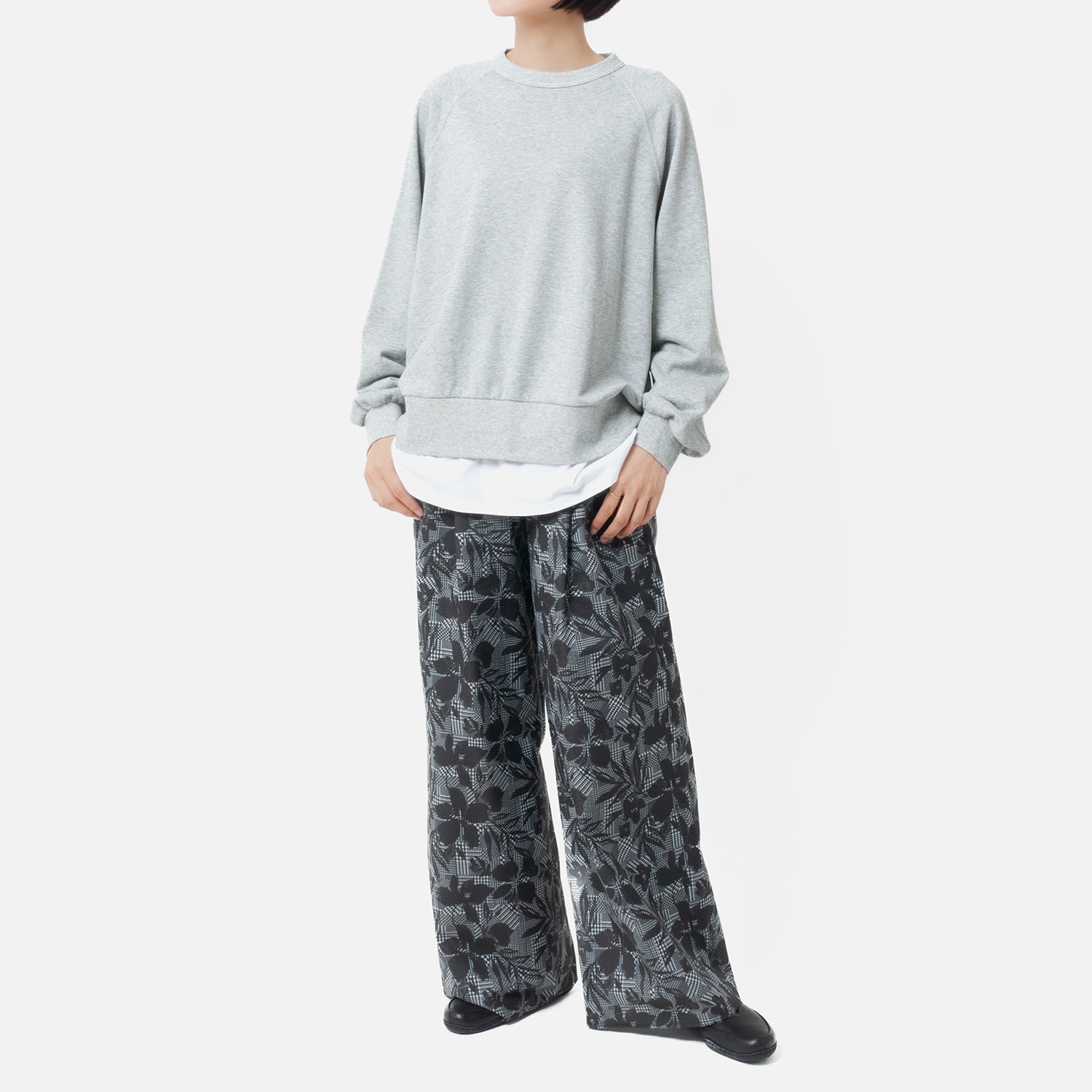 [Harriss] Printed semi-wide pants_Black(80)
