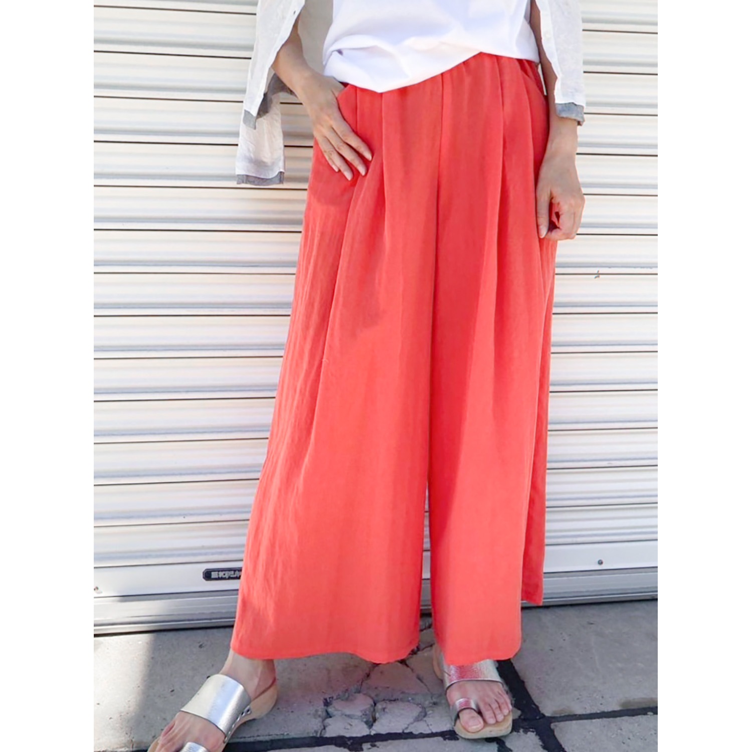 [Harriss] Waist Tuck & Gather Semi-Wide Pants