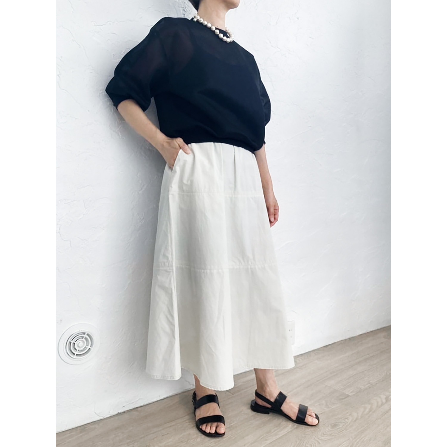 [Harriss] Puff sleeve cropped top