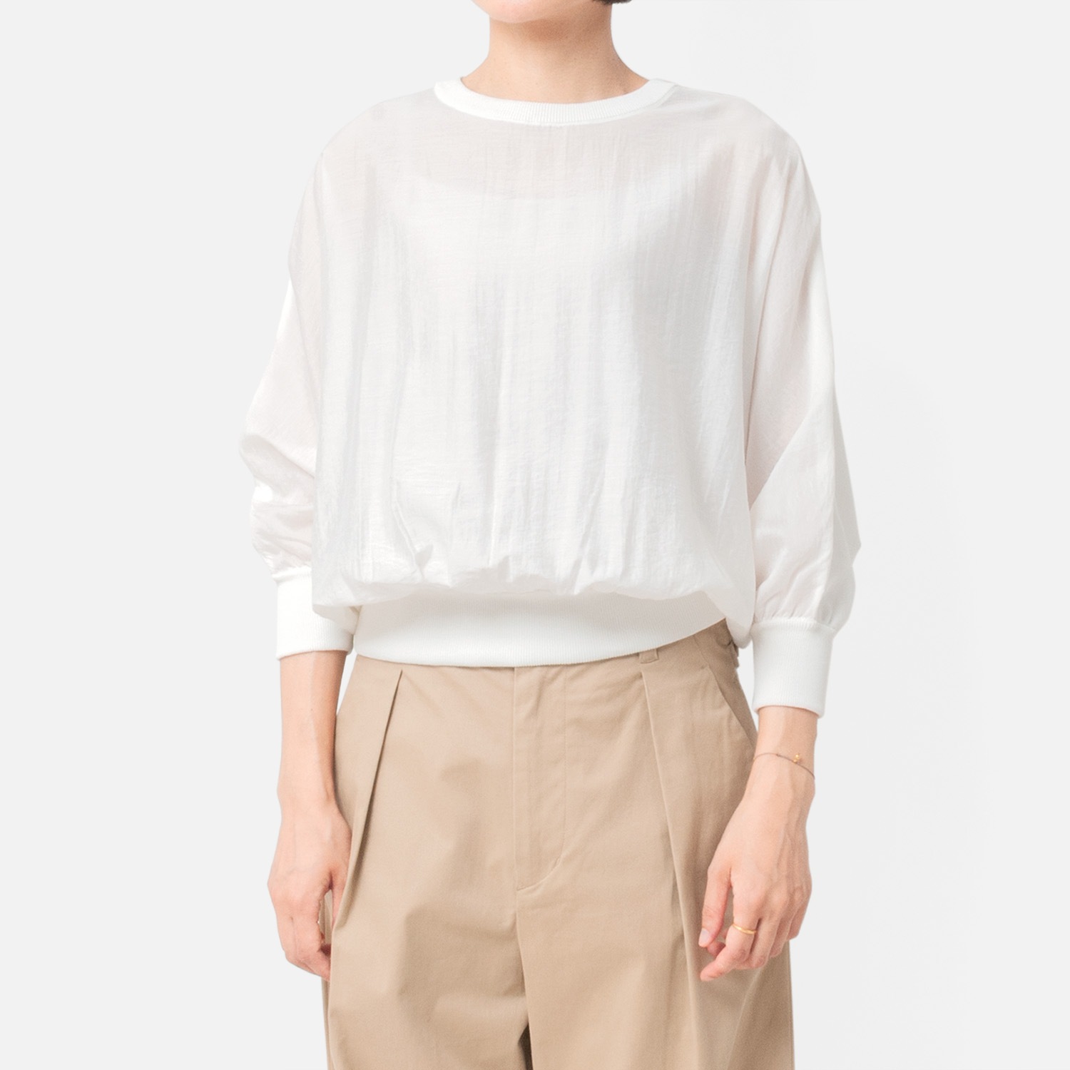 [Harriss] Woven combination 2-way knit pullover