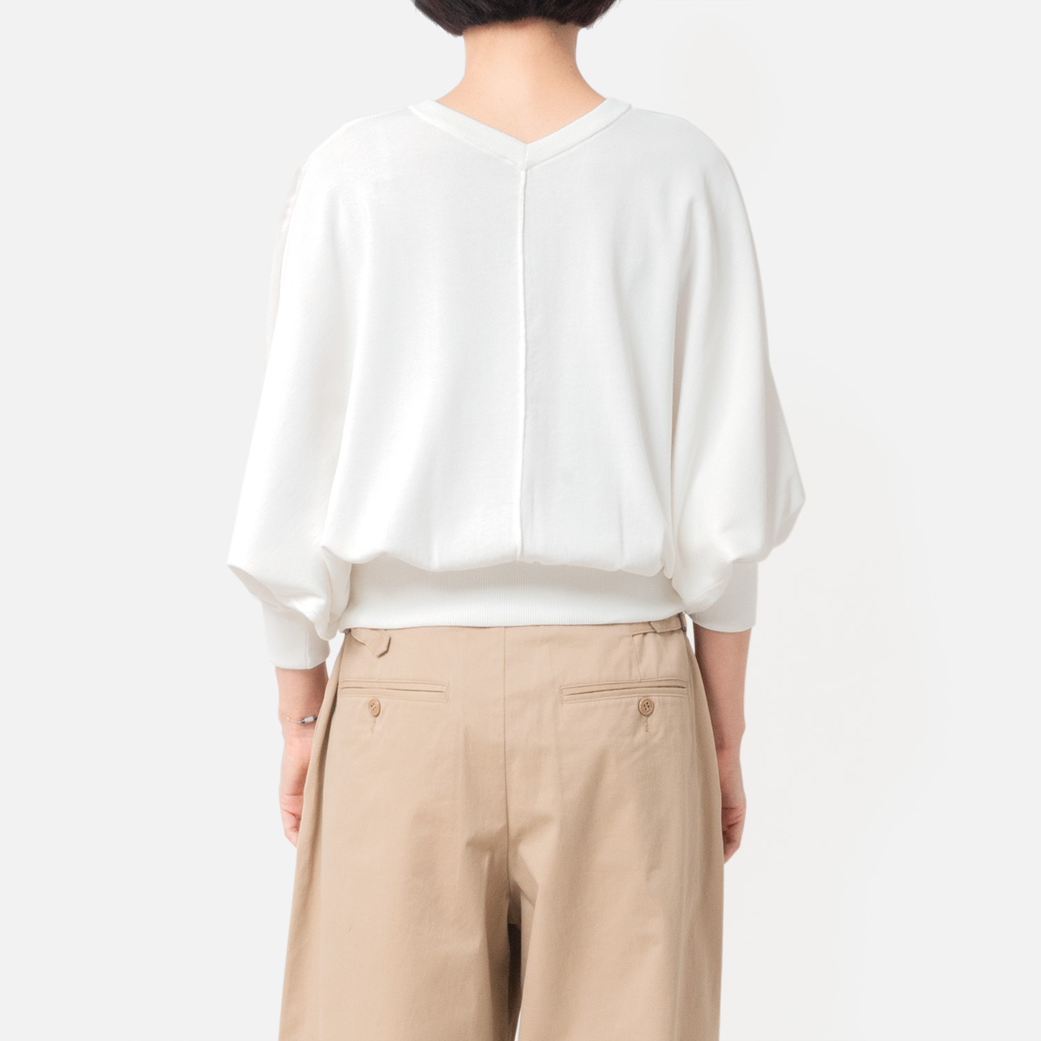 [Harriss] Woven combination 2-way knit pullover