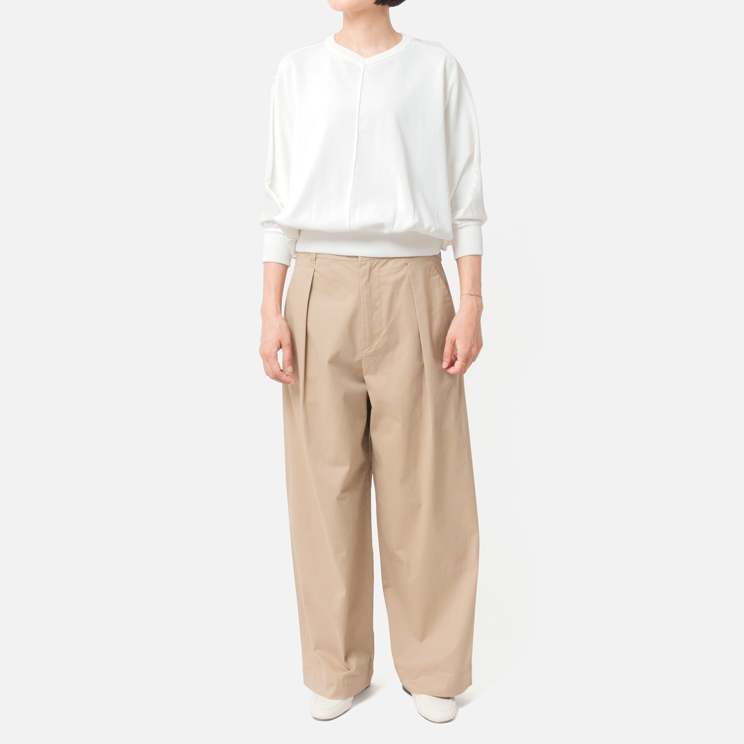 [Harriss] Woven combination 2-way knit pullover