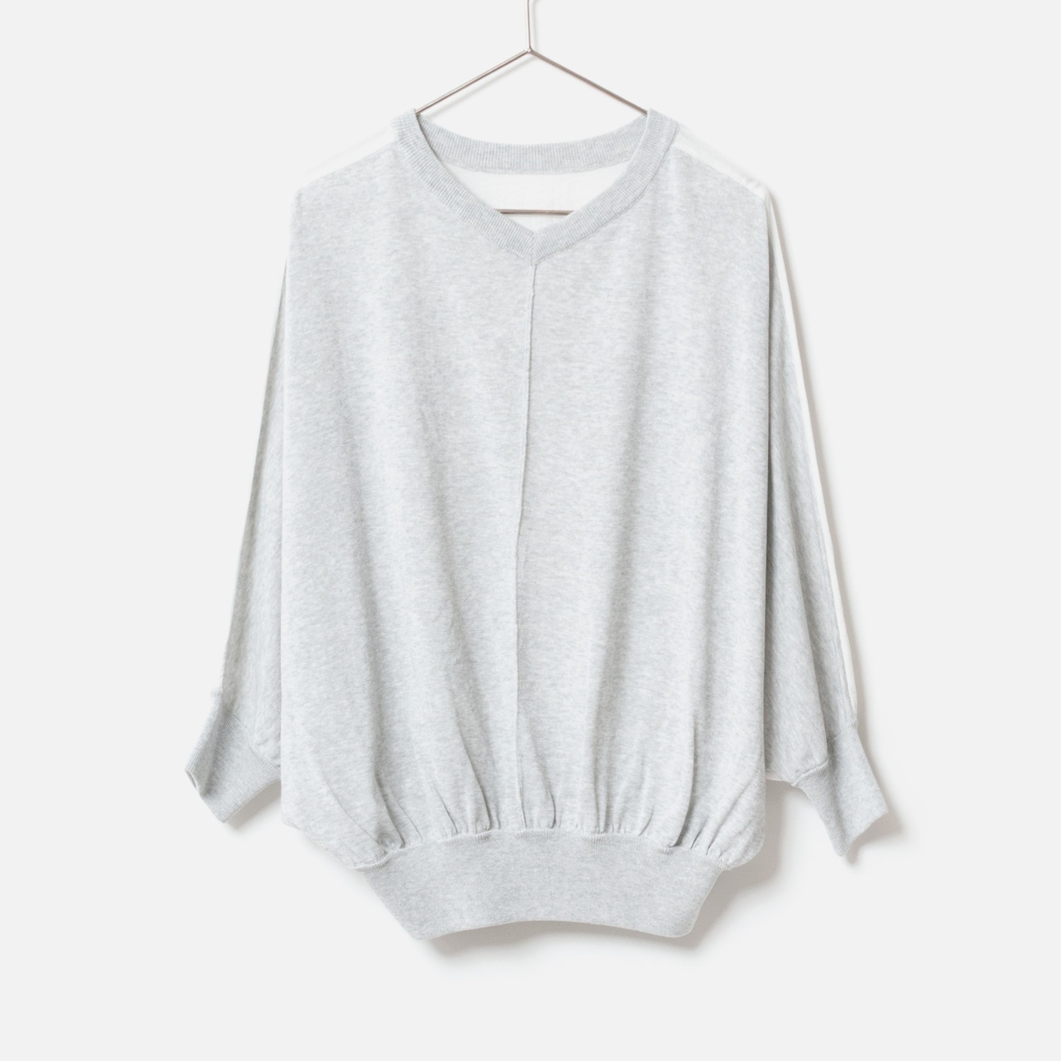 [Harriss] Woven combination 2-way knit pullover