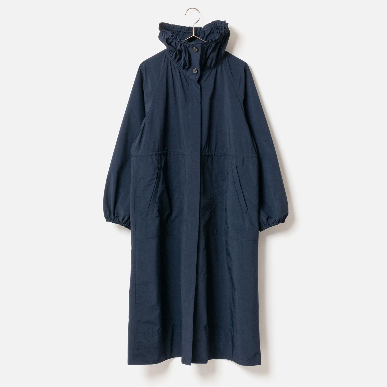 [Harriss] Gather stand collar long coat
