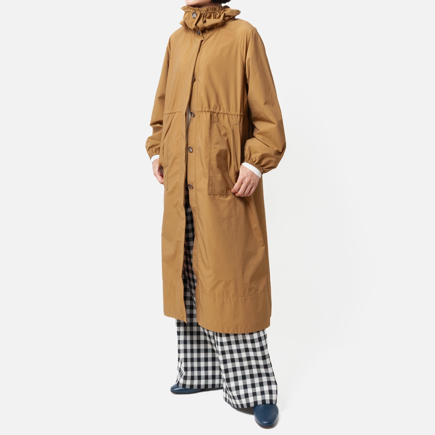 [Harriss] Gather stand collar long coat