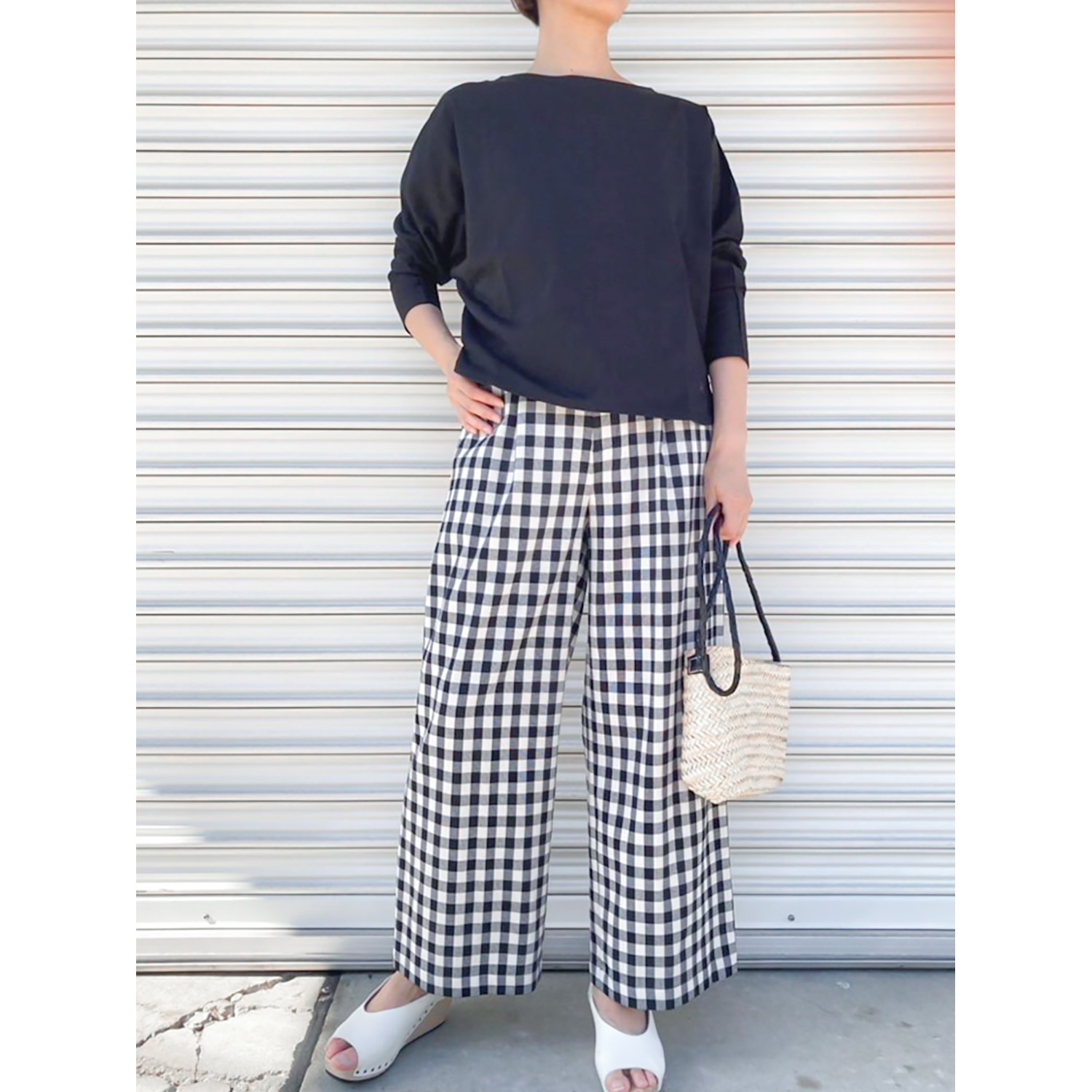 [Harriss] Tucked semi-wide pants