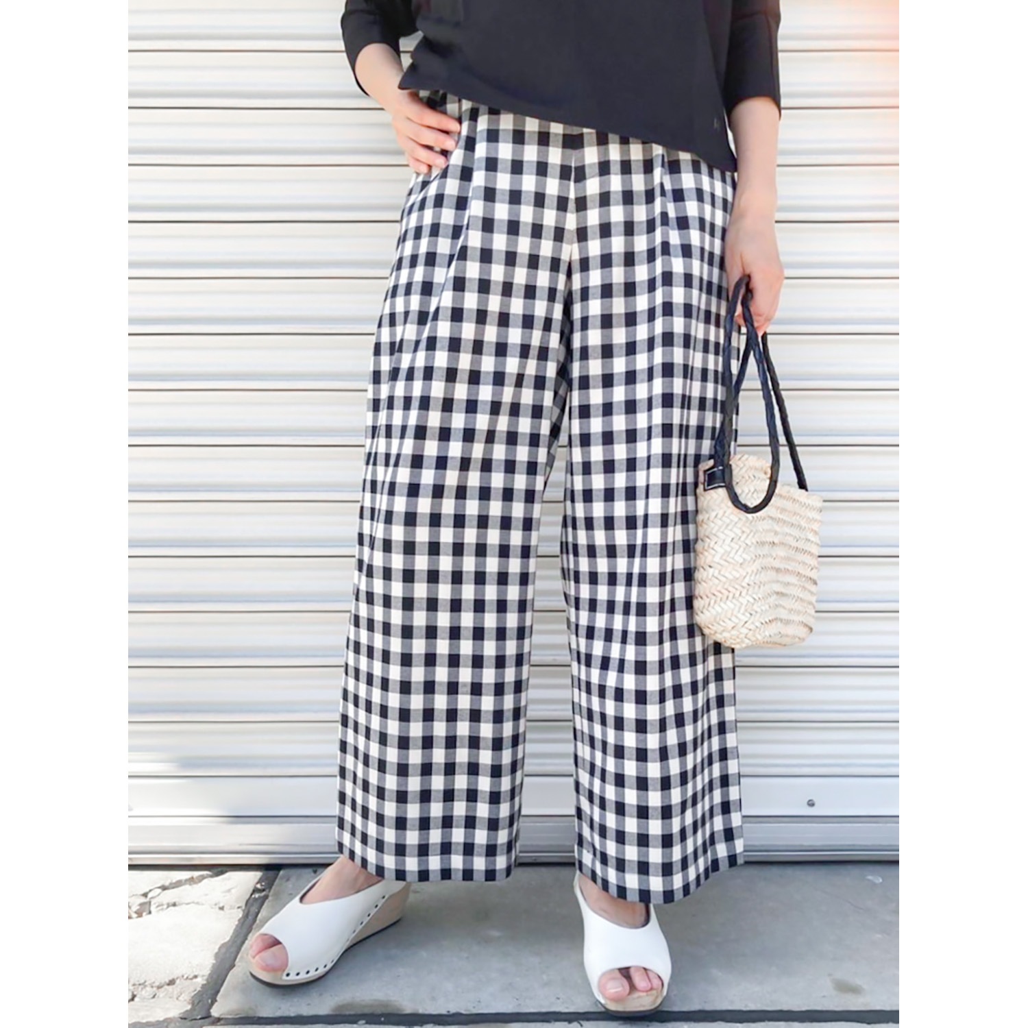 [Harriss] Tucked semi-wide pants