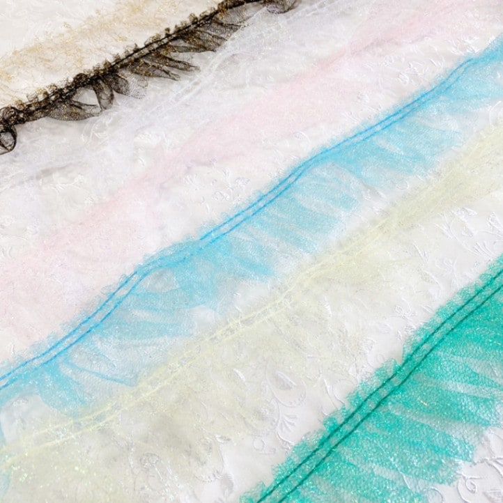 エスポール　水色　フリルレース付き　B75 銀ラメ線入り 3700Fフリルレース(全7色)≪50cm以上10cm単位販売≫｜日暮里の特殊