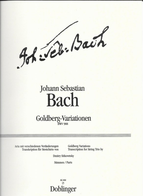 バッハ、J.S.:ゴールドベルク変奏曲/ヴァイオリン、ヴィオラ、チェロ（DO)