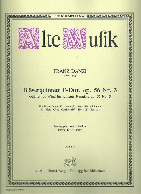 ダンツィ：木管5重奏 Op.56-3 Fl.Ob.Cl.Hrn.Fg.