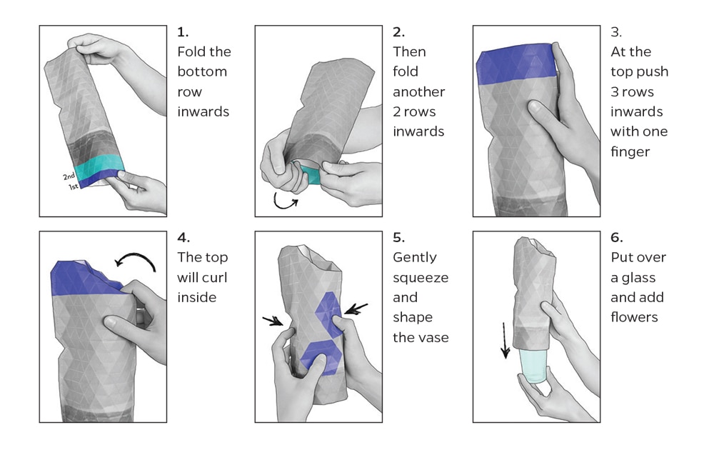 Paper Vase Coverペーパーベースカバー:Marble Black(Lサイズ）