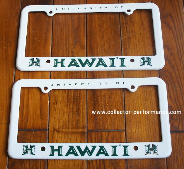 ハワイ UH Hawaii White ライセンスプレートフレーム / ナンバーフレーム US & Hawaii GOODS