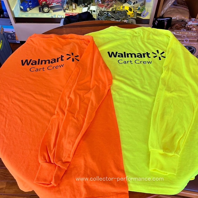 Walmart/ウォルマート Cart Crew Neon Tee カートクルー ネオン ロングスリーブTシャツ/ロンT（セーフティーオレンジ