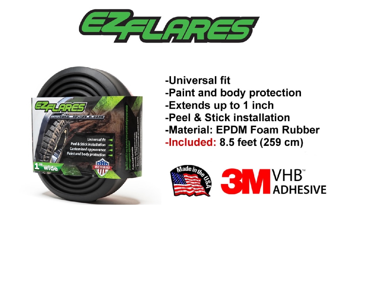 新品未使用】EZ Flares 汎用フェンダーフレア 1インチ EZ 【並行輸入品