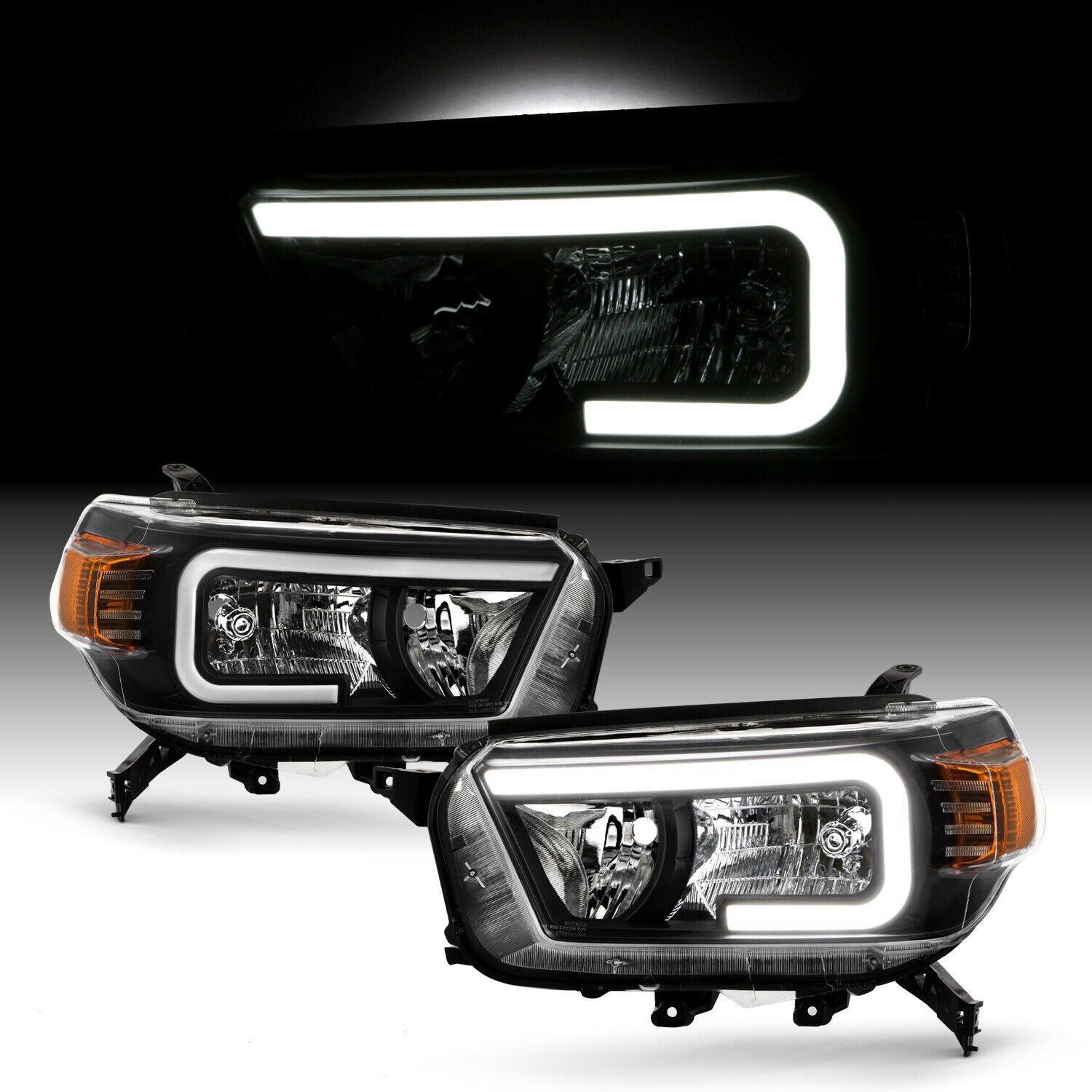 取り寄せ対応！) 2010-2013 4ランナー ブラック LED チューブ ヘッド