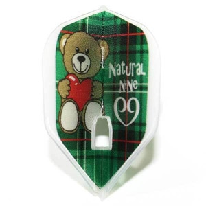 【ナチュラルナイン】チェックマ グリーン クリアホワイト シェイプ ダーツ フライト|フライト