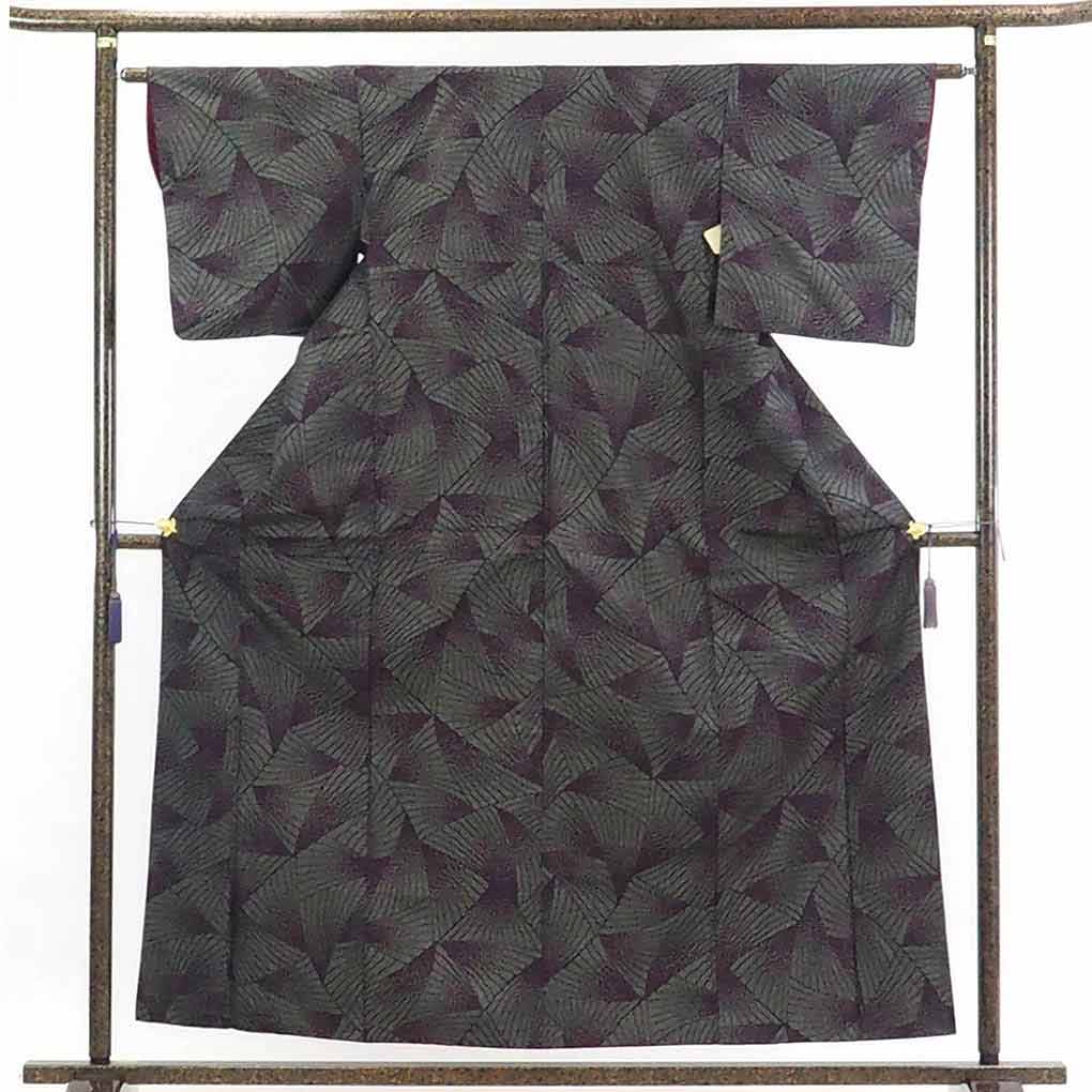 【在庫処分】リサイクル着物 紬正絹先染袷紬着物レディース【裄Sサイズ】【ランクA】