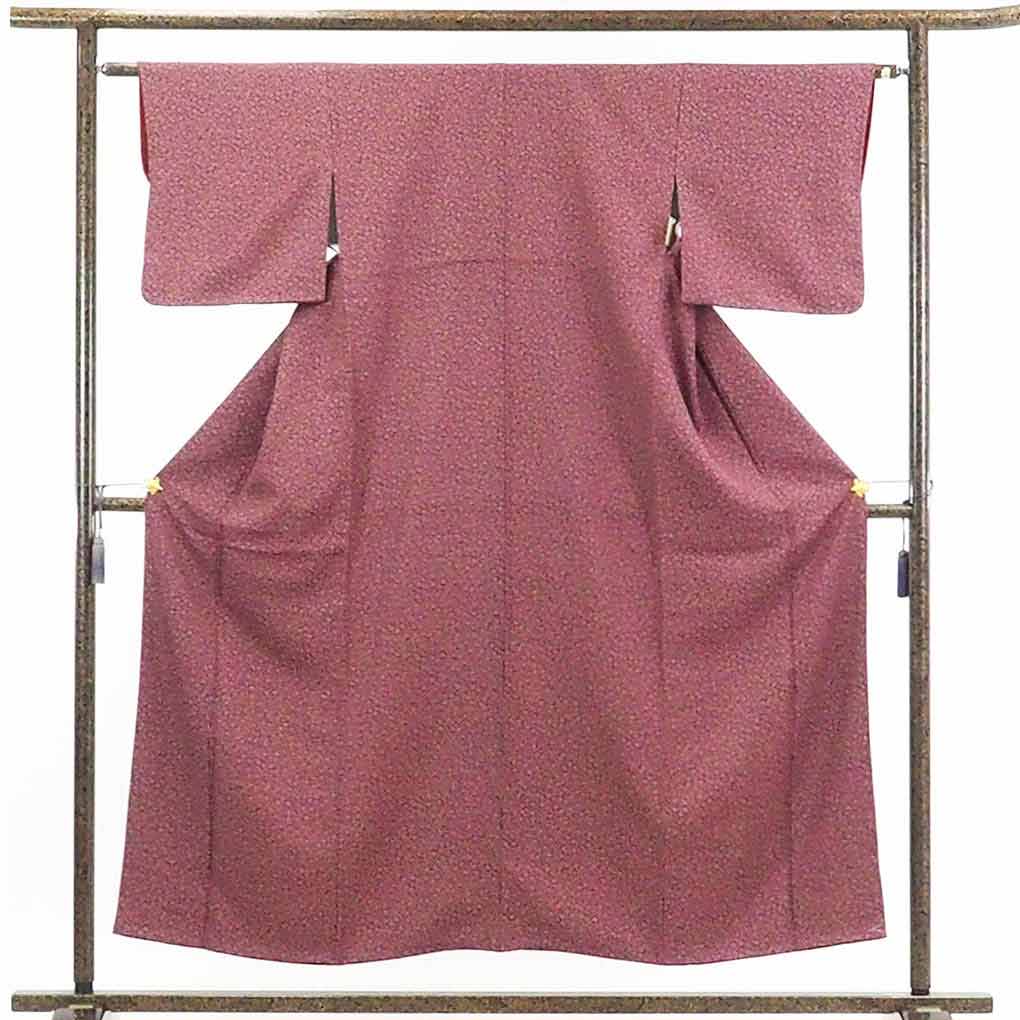 【在庫処分】リサイクル着物 小紋正絹紫地桜柄袷小紋着物レディース【裄Sサイズ】【ランクA】