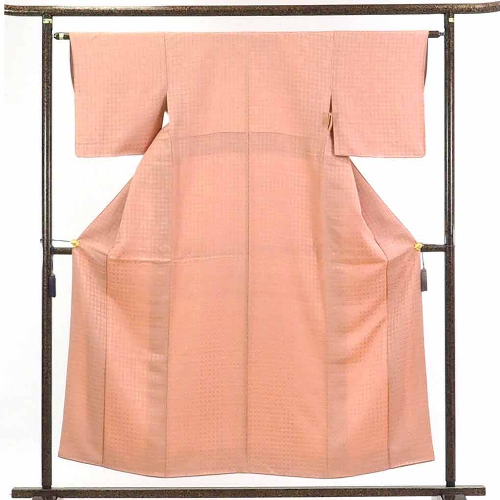 【在庫処分】リサイクル着物 小紋正絹ピンク地袷小紋着物レディース【裄Sサイズ】【ランクA】