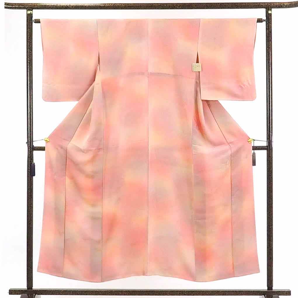 【在庫処分】リサイクル着物 小紋正絹ピンクぼかし袷小紋着物レディース【裄Mサイズ】【ランクB】