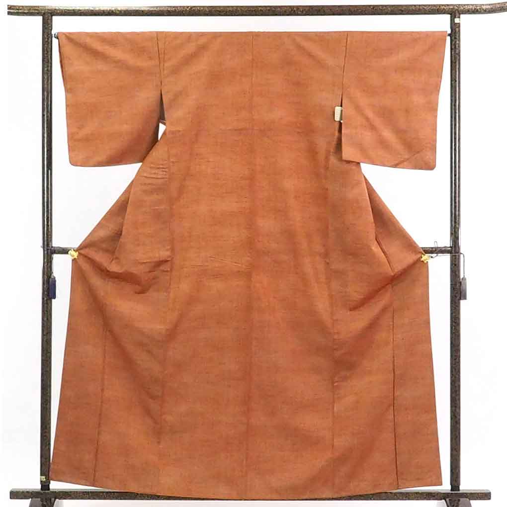 【在庫処分】リサイクル着物 紬正絹茶色地袷紬着物レディース【裄Mサイズ】【ランクB】