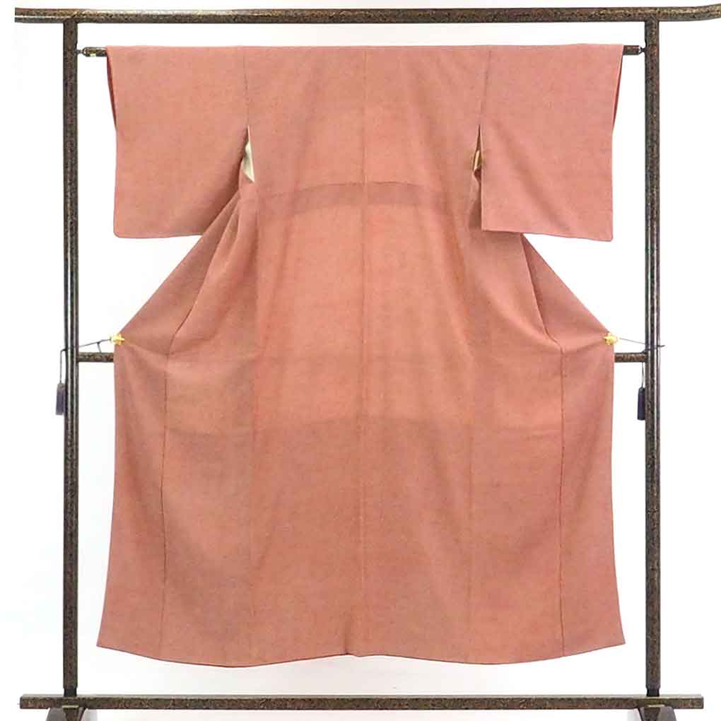 【在庫処分】リサイクル着物 小紋正絹ローズピンク地袷江戸小紋着物レディース【裄Sサイズ】身丈153cm 裄61cm 前幅22.5cm 後幅28cm 袖丈48cm【ランクA】