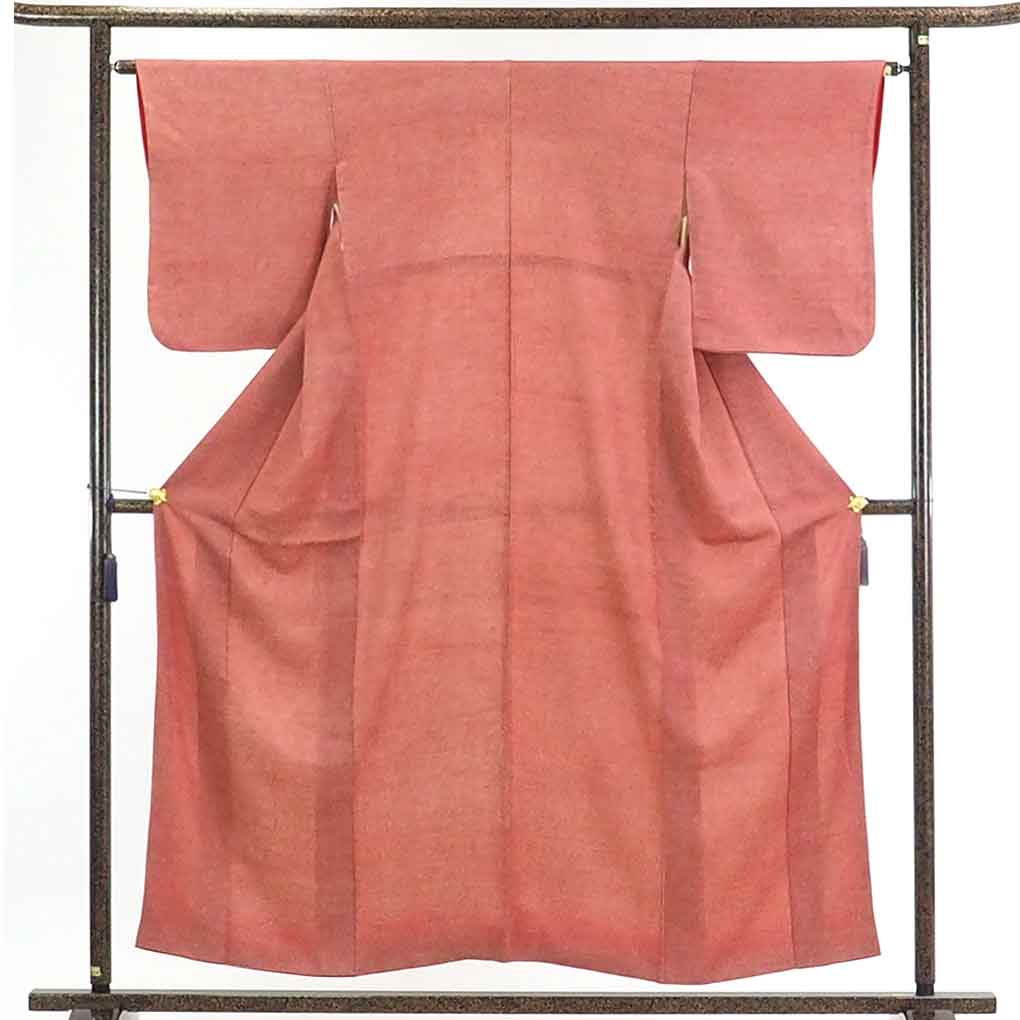 【在庫処分】リサイクル着物 小紋正絹赤地袷江戸小紋着物レディース【裄Mサイズ】身丈156cm 裄64cm 前幅23cm 後幅28cm 袖丈50cm【ランクB】