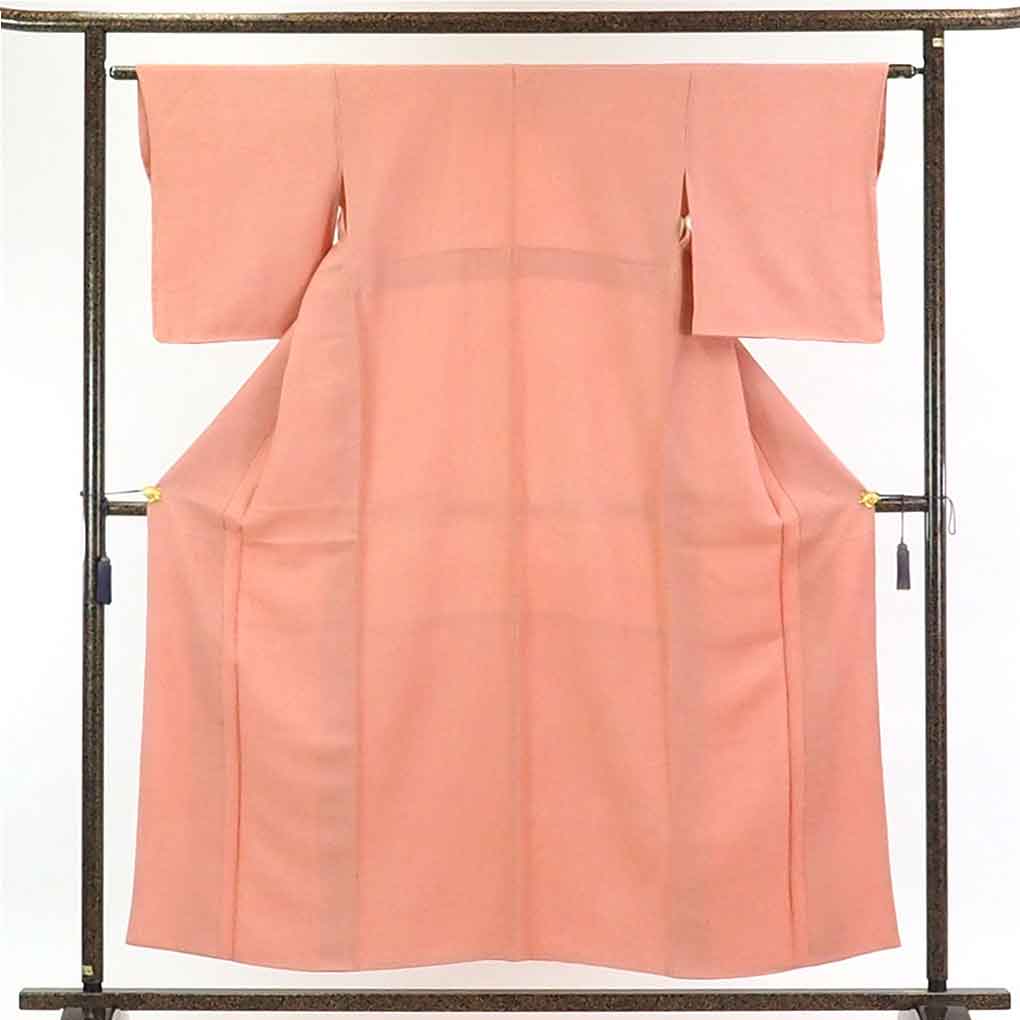 【在庫処分】リサイクル着物 色無地正絹ピンク地袷色無地レディース【裄Sサイズ】身丈157cm 裄62cm 前幅23cm 後幅28cm 袖丈48cm【ランクA】