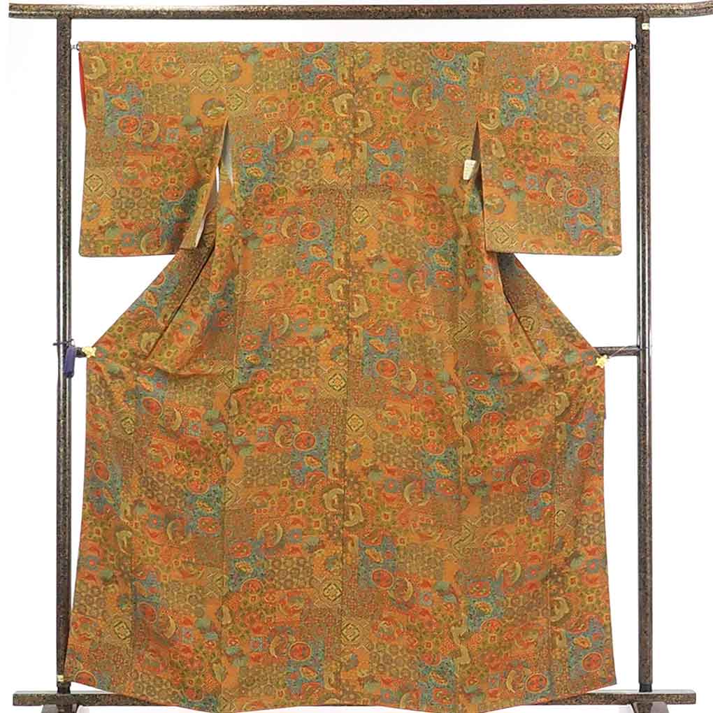 【在庫処分】リサイクル着物 小紋正絹茶色地袷小紋着物レディース【裄Mサイズ】身丈163cm 裄66cm 前幅24cm 後幅29cm 袖丈52cm【ランクA】