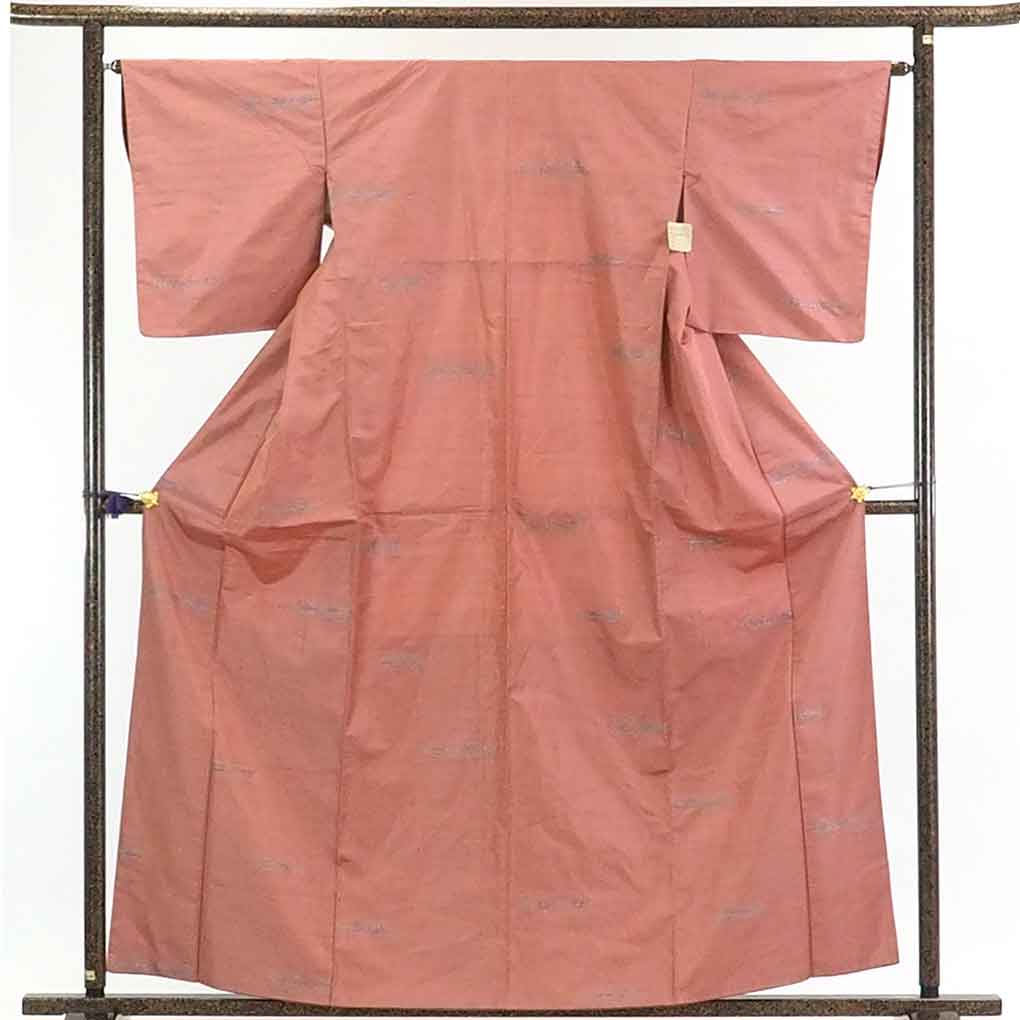 【在庫処分】リサイクル着物 紬正絹茶ローズ地袷紬着物レディース【裄Mサイズ】身丈161cm 裄65cm 前幅24cm 後幅29cm 袖丈49cm【ランクB】