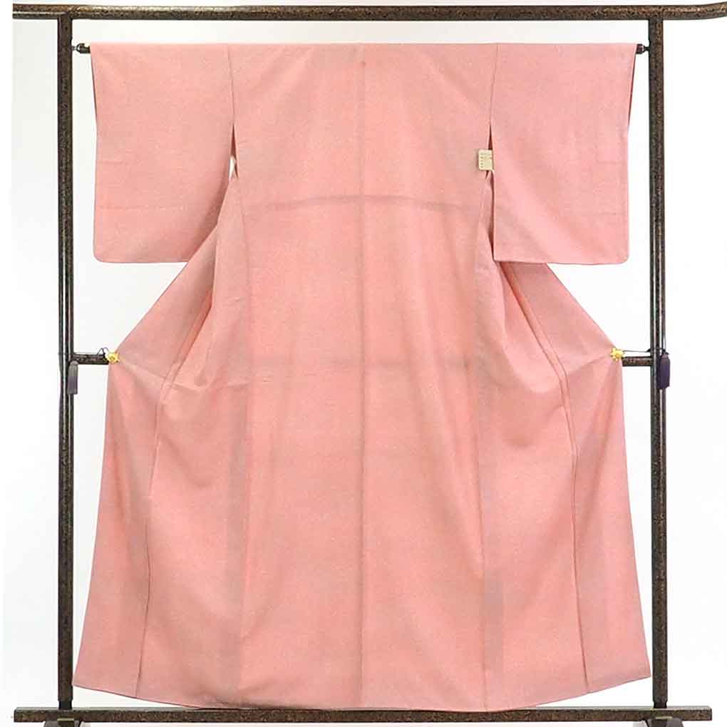 【在庫処分】リサイクル着物 小紋正絹ピンク地蔦紋入たたき染小紋着物レディース【裄Mサイズ】身丈160cm 裄65cm 前幅24cm 後幅30cm 袖丈53cm【ランクA】