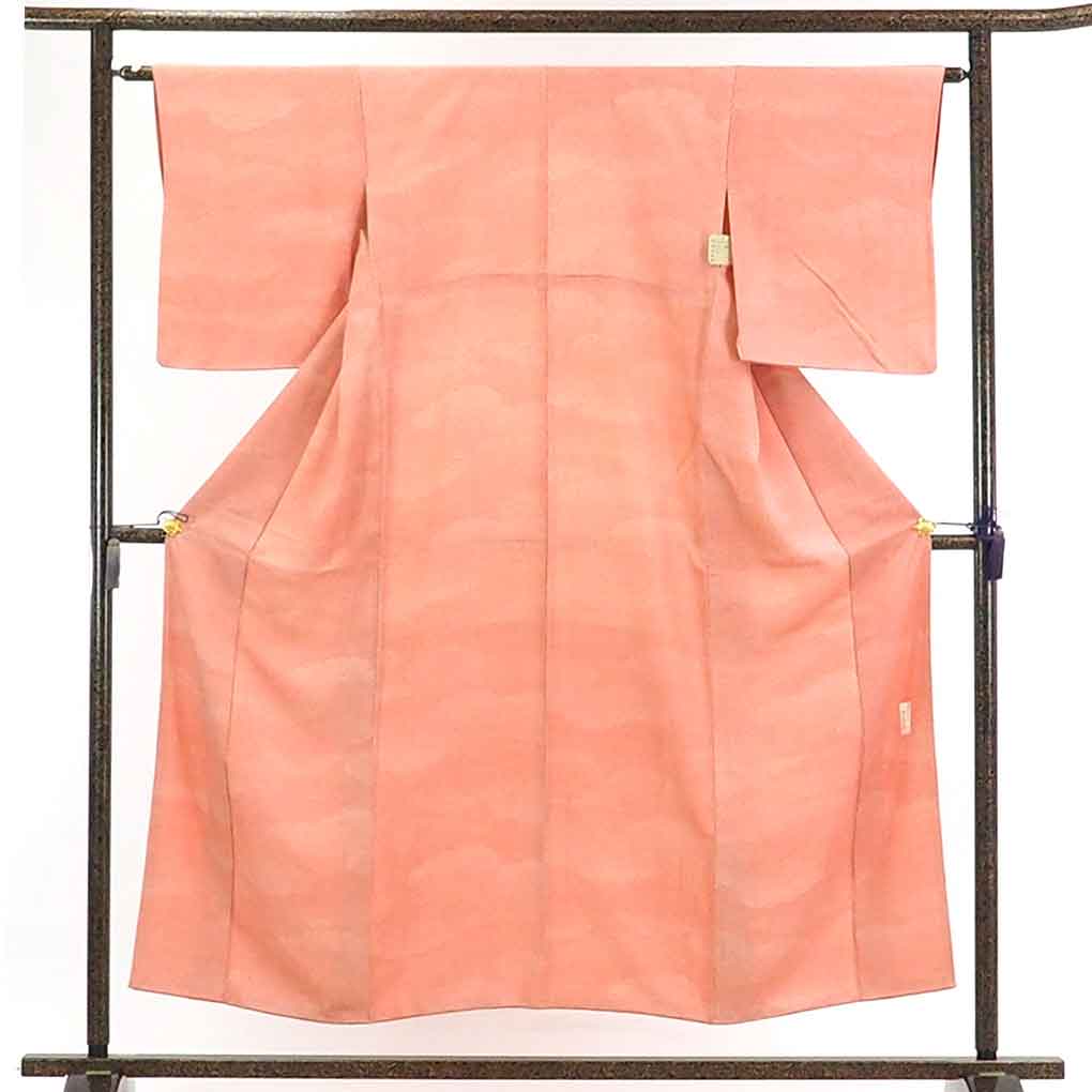 【在庫処分】リサイクル着物 小紋正絹ピンク地袷江戸小紋着物レディース【裄Sサイズ】身丈153cm 裄62cm 前幅24cm 後幅28cm 袖丈49cm【ランクB】