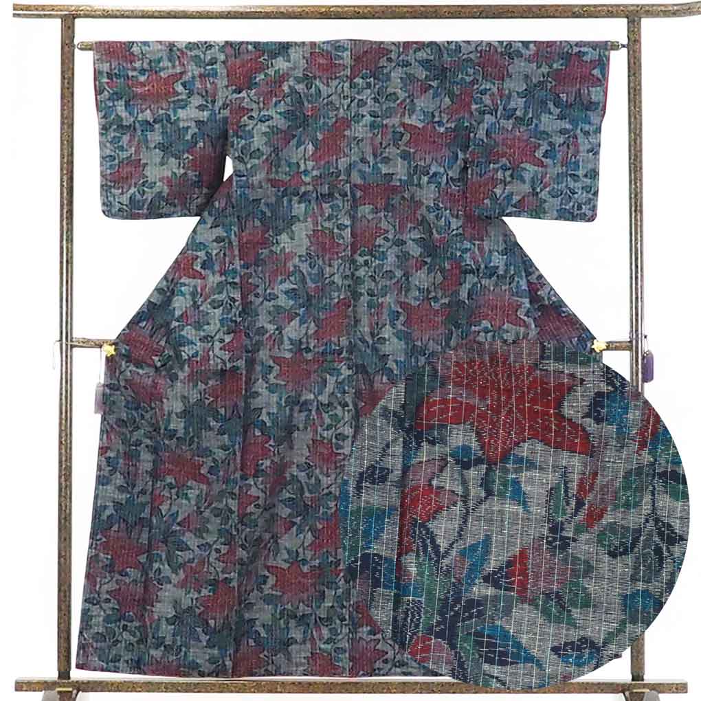 【在庫処分】リサイクル着物 紬正絹グレー地袷真綿紬着物未使用品レディース【裄Mサイズ】身丈160cm 裄64cm 前幅23cm 後幅30cm 袖丈47cm【ランクS】