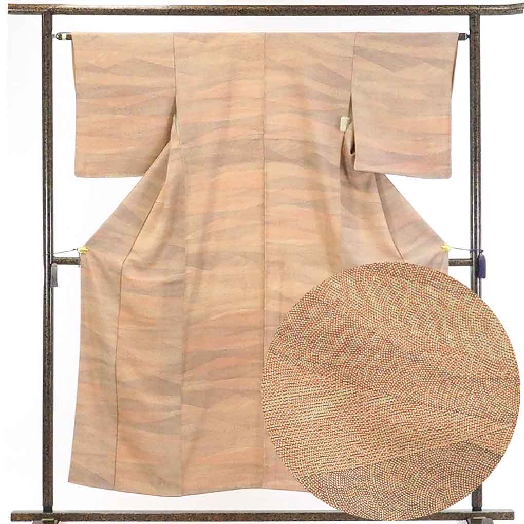 【在庫処分】リサイクル着物 小紋正絹茶色地袷小紋着物レディース【裄Mサイズ】身丈154cm 裄63cm 前幅22.5cm 後幅28cm 袖丈48cm【ランクA】