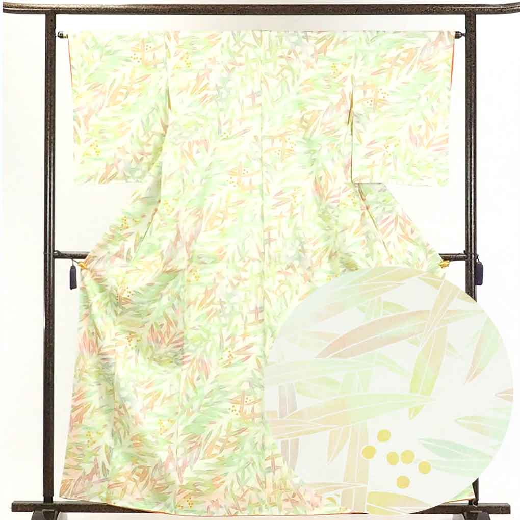 リサイクル着物 小紋正絹薄茶地袷小紋着物未使用品 レディース 秋冬春用 シルク ブラウン 裄Mサイズ身丈163cm 裄63cm 前幅24cm 後幅30cm 袖丈52cm【ランクS】