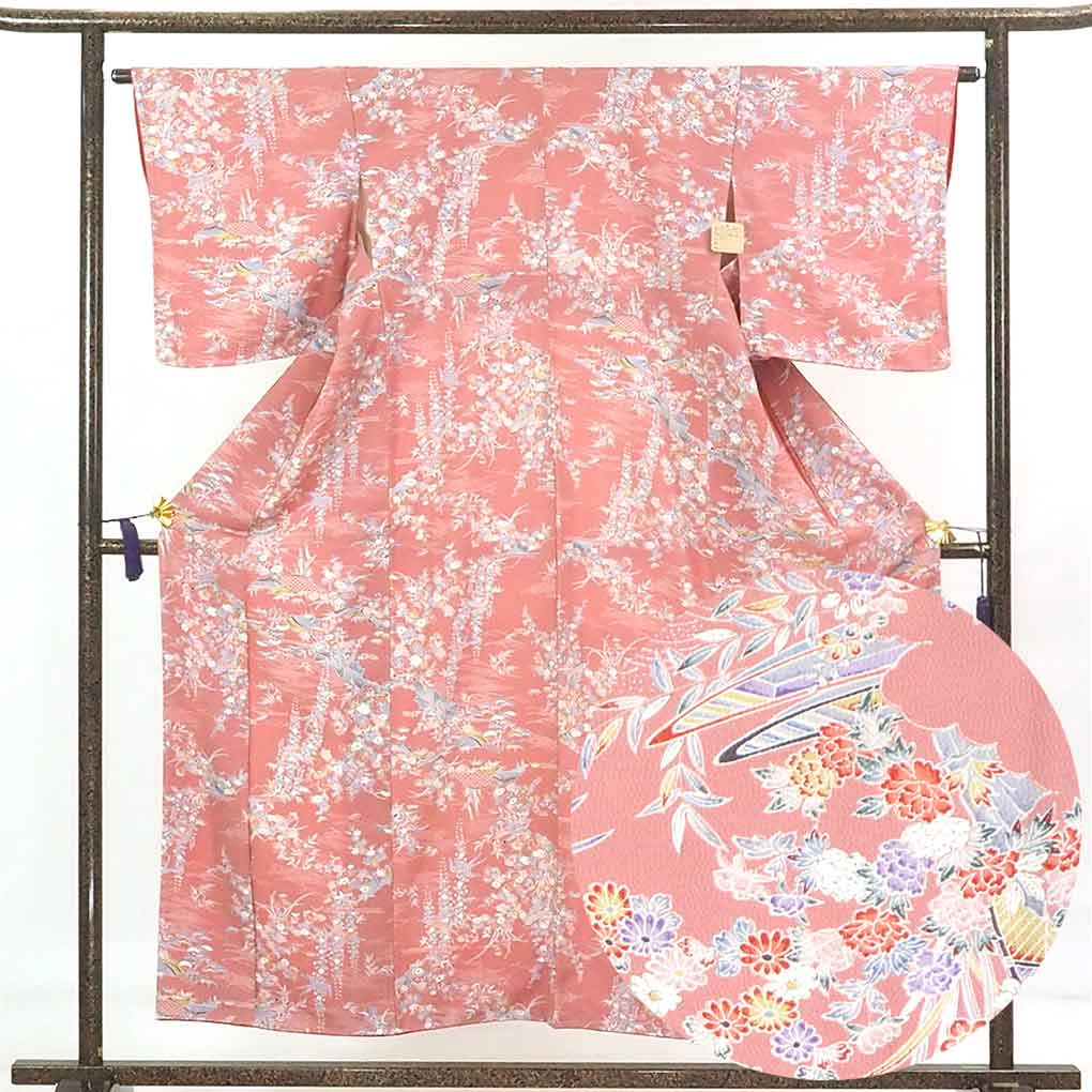 衝撃特価 No.1432 着物 正絹 紬 訪問着 仮絵羽 夏 反物 新品未使用 ...