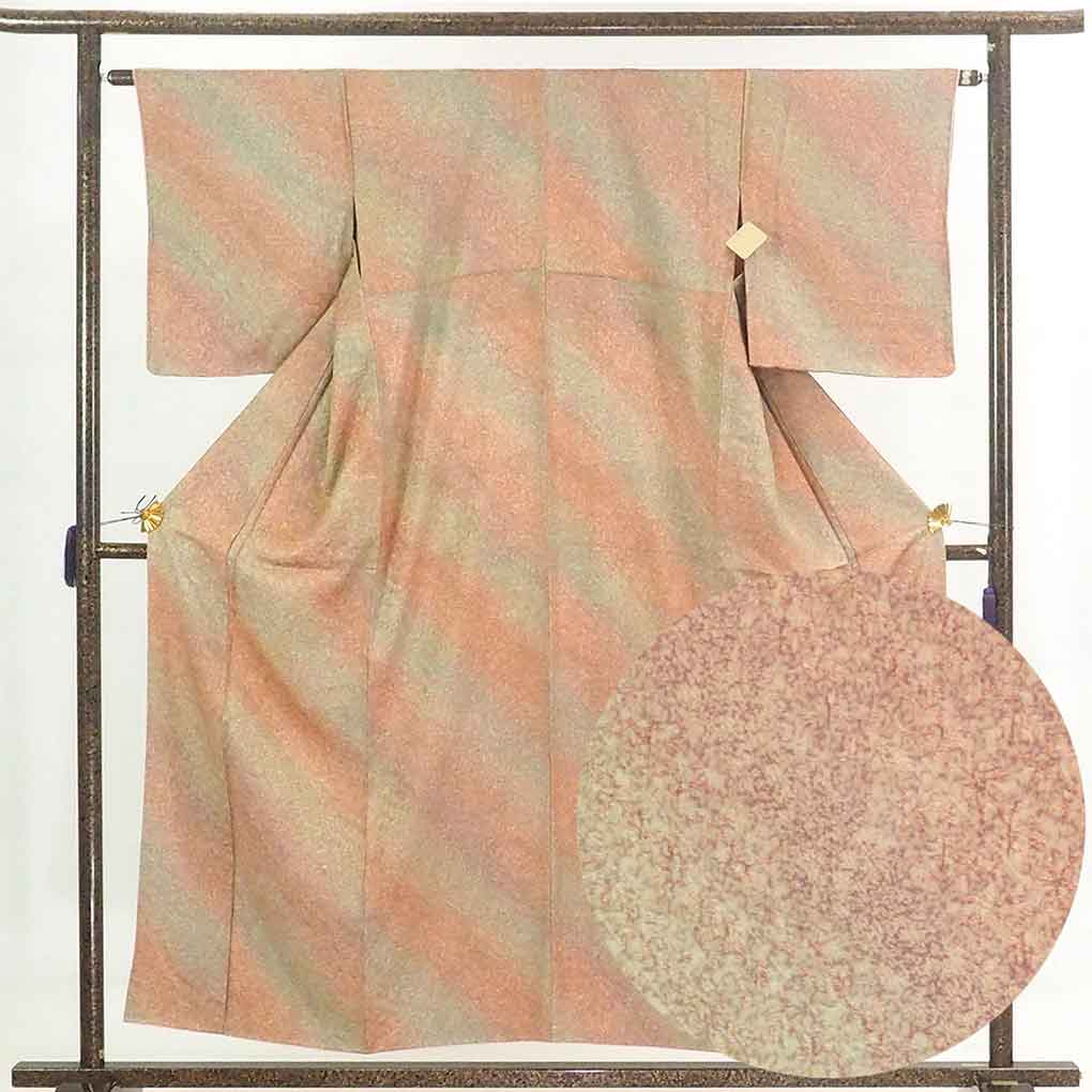 小紋 リサイクル着物 身丈156cm 裄63cm 前幅23cm 後幅29cm 袖丈46cm レディース 袷 裄Mサイズ 秋冬春用 正絹（シルク）茶色 美品 身丈156cm-159cm未満長着 15500円小紋 リサイクル着物 身丈165cm