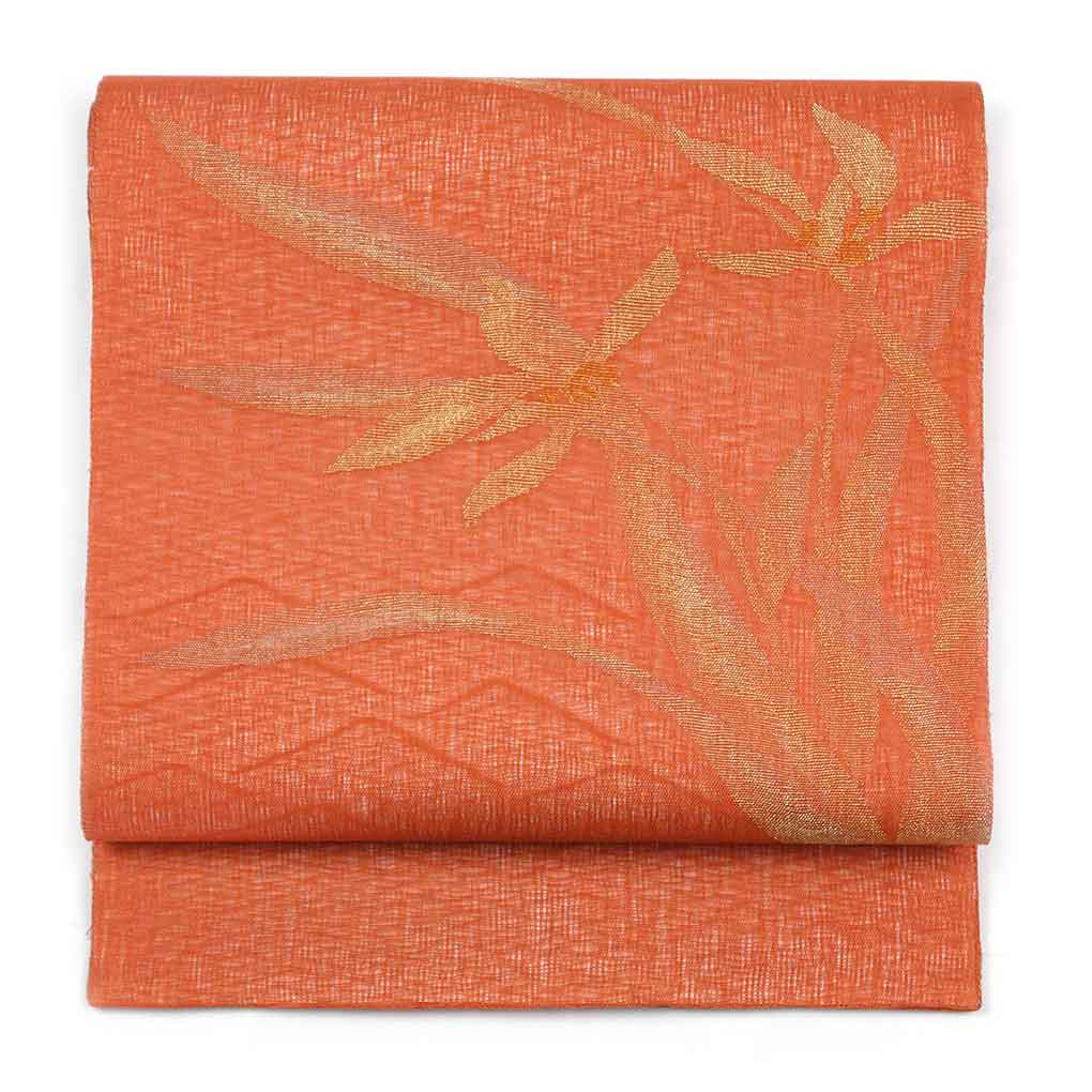 リサイクル帯 袋帯 赤地 花柄 夏物 正絹 ポイント柄 レディース 夏用 シルク レッド フリーサイズ リユース幅30cm 長さ417cm【ランクA】