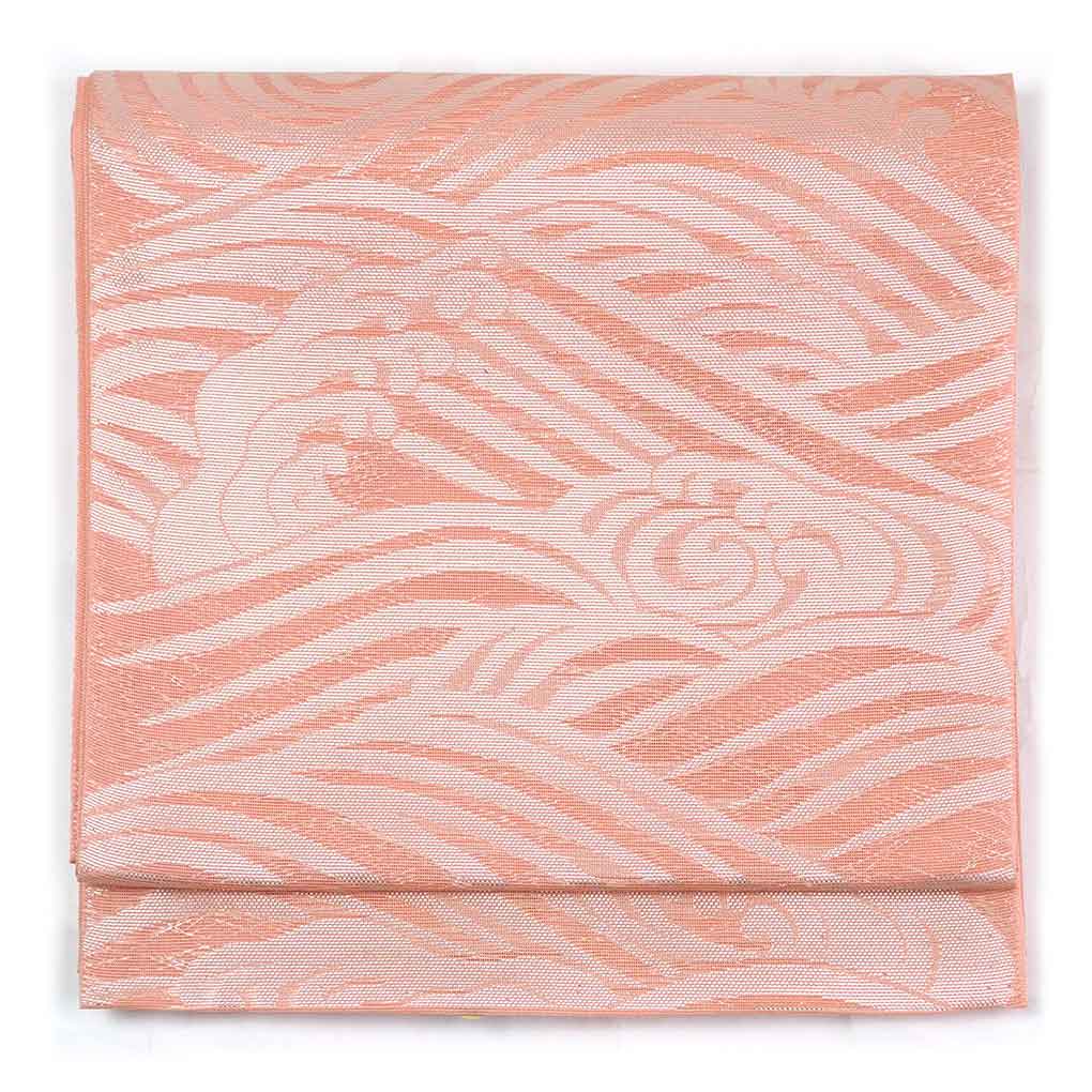 リサイクル帯 袋帯 ピンク地 波頭柄 夏物紗 正絹 六通柄 未使用品 