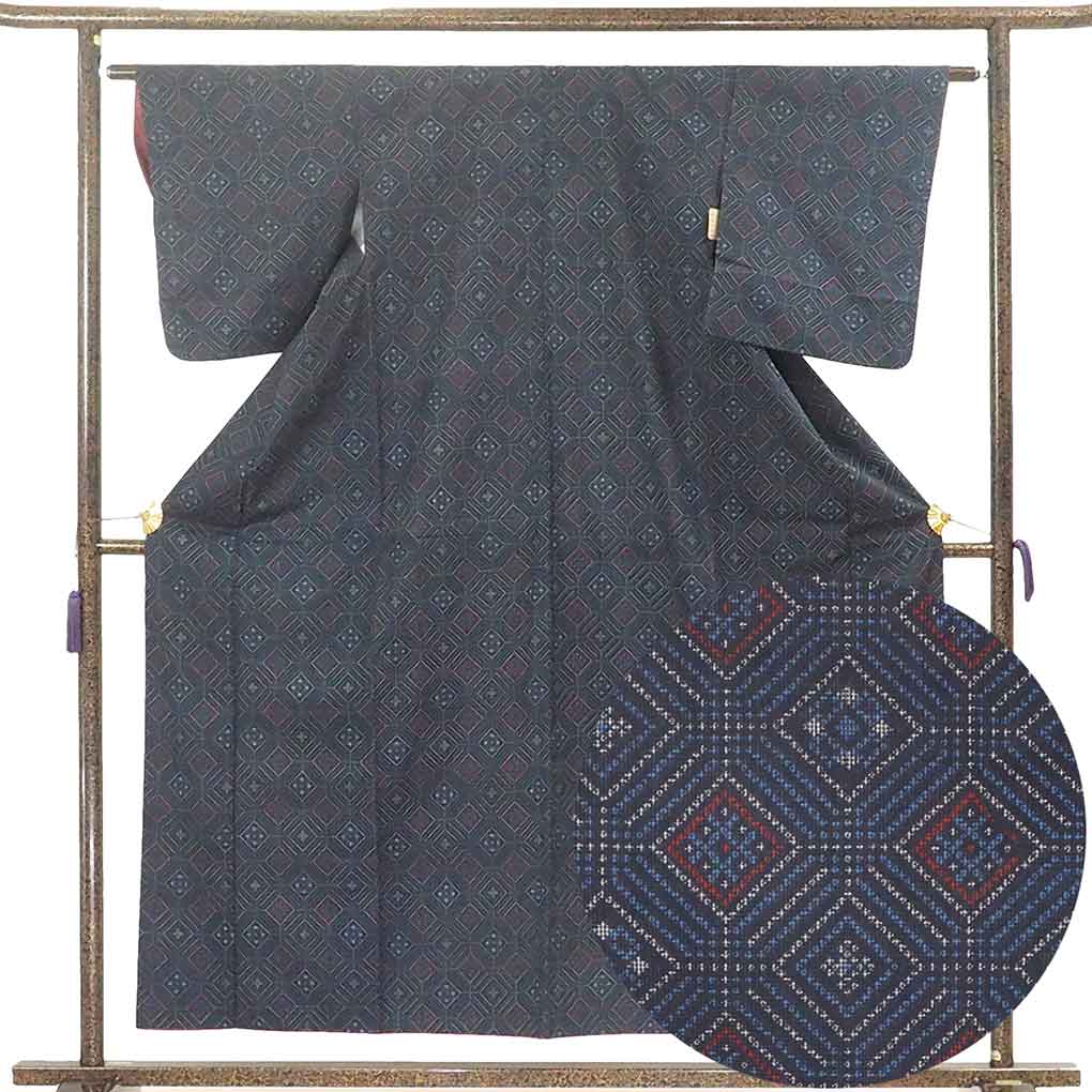 リサイクル 紬 身丈156cm 裄63cm 前幅23cm 後幅28cm 袖丈49cm 袖幅33cm 正絹(シルク) レディース 袷仕立 秋冬春 ...