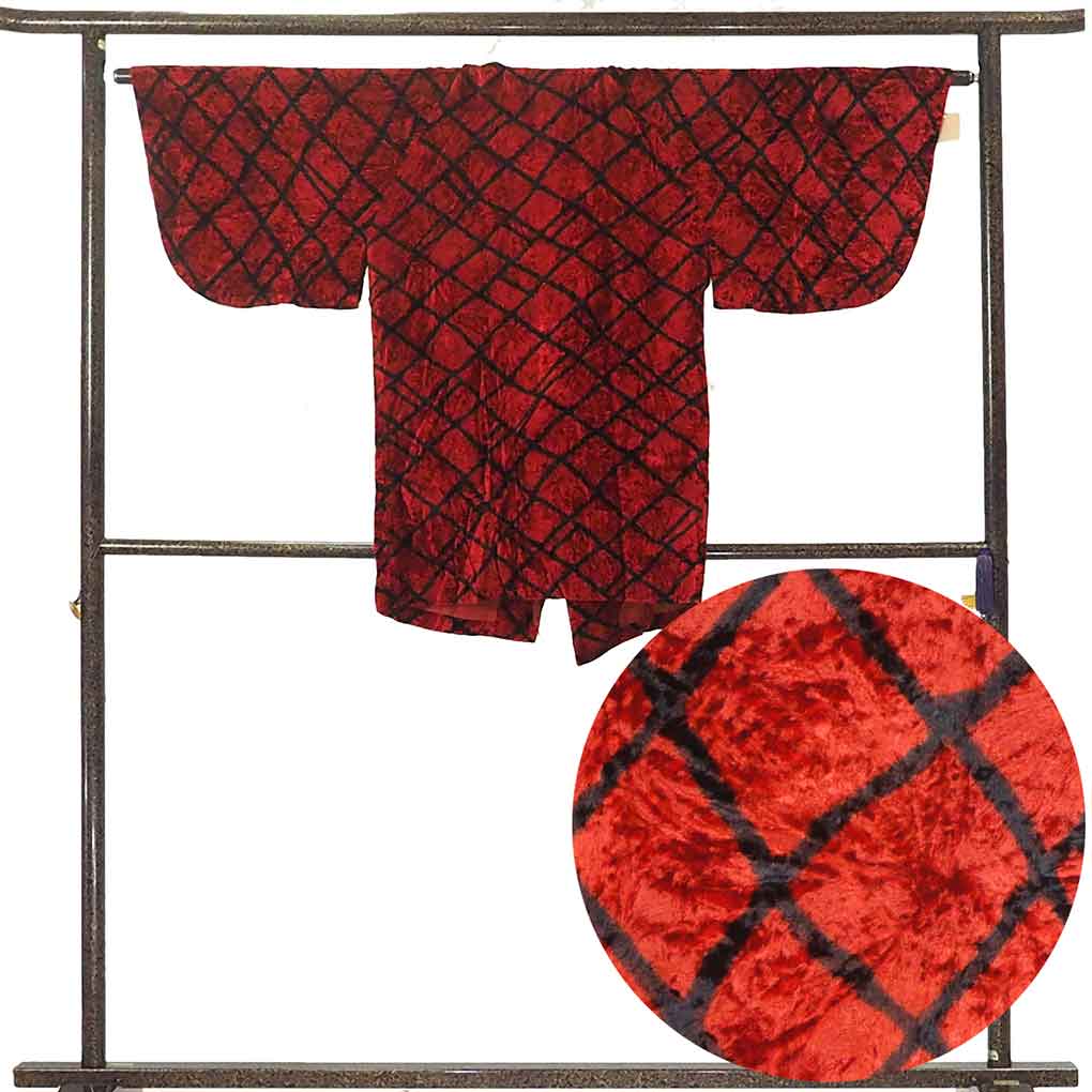 リサイクル コート 身丈85cm 裄68cm 袖丈39cm ポリエステル レディース 袷仕立 秋冬春用 赤地 裄Lサイズ 美品 リサイクル リユース【ランクA】